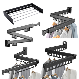Laundry Retractable Drying <strong>Rack</strong> Folding <strong>Wall</strong> <strong>Mounted</strong> Clothes Hanger <strong>Rack</strong> - Product Image 1
