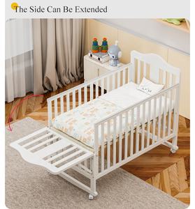 Lits bébé en bois multifonctionnels réglables en hauteur, personnalisables, avec ouverture latérale pour se fusionner avec un lit adulte - Product Image 4