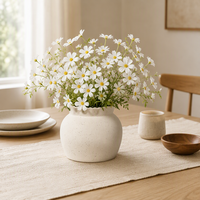 Vase à fleurs en céramique blanche, étanche, style rustique contemporain bohème, à large ouverture, petit et décoratif pour la maison, les tables de mariage et les étagères