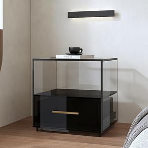 長方形ブラックアクリルコーヒーテーブル1つの引き出しサイズカラーカスタムアクリルサイドテーブル寝室アクリルナイトスタンド - Product Image 2
