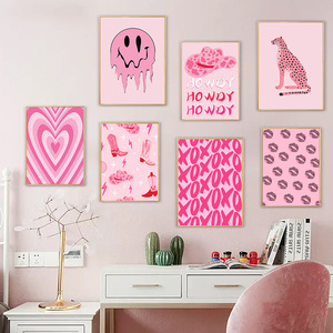 Màu hồng trừu tượng tường nghệ thuật vải Áp phích phòng khách phòng ngủ sơn 3D in sơn - Product Image 2