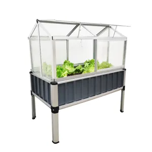 เตียงสวนยกกับเรือนกระจกชาวไร่พืชตารางกล่องดอกไม้ผักกรอบเย็นสวนเตียง114x60x128cm