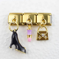 Bracelet à breloques italien en acier inoxydable 316l plaqué or 14k 18k de luxe personnalisé, anti-ternissement, pour femmes