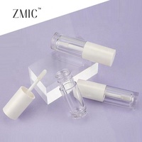 Tube de brillant à lèvres transparent personnalisé de 5 ml, contenant de baume à lèvres avec applicateur fin et capuchon à vis blanc, vente en gros en vrac