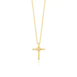 Модный дизайн циркон камень крест кулон религиозный Иисус Христос ключицы цепочка 18 карат золото S925 стерлингового серебра ожерелье ювелирные изделия