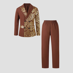 Traje <span class=keywords><strong>de</strong></span> fiesta <span class=keywords><strong>de</strong></span> lujo <span class=keywords><strong>para</strong></span> niños pequeños, blazer cruzado con estampado floral dorado vintage, ideal <span class=keywords><strong>para</strong></span> espectáculos y presentaciones. - Product Image 6