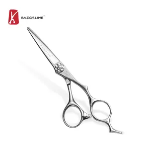 Popular Available Convex Or Bevel Edge Adjustable Offset Handle Hair Cutting Scissors Professional Barber Scissors