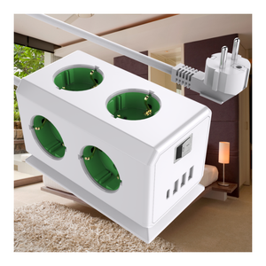 2026 EU Socket Power Strip with 3 <b>USB</b> 1 Type C with Switch Power Cube with Extended 1.5 m <b>Cable</b> Power Sockets - Product Image 5