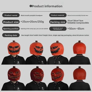 Baige dạ quang bí ngô kinh dị mặt nạ lớn màu đen miệng giả trang nhăn mặt cho Halloween bên hiệu suất đạo cụ cao su - Product Image 2