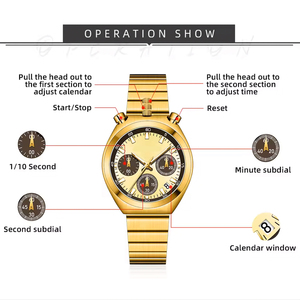 Sang trọng thạch anh đắt tiền của người đàn ông đồng hồ thép không gỉ ban nhạc hợp kim trường hợp sáng con trỏ quay số chữ số La Mã hiển thị 24mm chiều rộng - Product Image 4