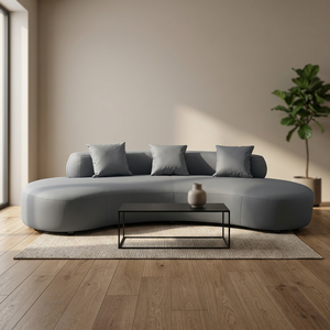 Sofá Moderno Curvo de Tela Tapizado, Sillón Minimalista para Sala de Estar, Recepción, Hotel, Villa - Product Image 2
