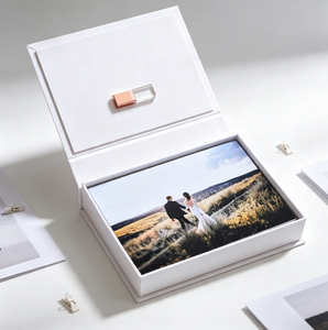 Boîte cadeau photo pour photographe, boîte d'emballage en papier blanc pour clé USB, pour la présentation d'album photo de mariage - Product Image 5