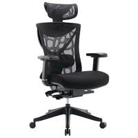 Chaise de bureau ergonomique de direction moderne de luxe commerciale à dossier haut avec soutien lombaire réglable en maille