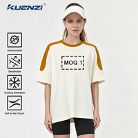 T-shirt pour femme Kuenzi, à manches courtes, surdimensionné, à séchage rapide, effet rafraîchissant, color-block, antibactérien 7A, en coton 240GSM