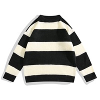 Pull en tricot à col rond 100% coton pour hommes, pull à rayures, design surdimensionné, anti-rides et respirant pour l'hiver