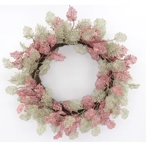 Couronne de feuilles d'érable artificielles en plastique, vigne de raisin naturelle, décoration de remerciement, colorée, pour une dame