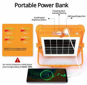 Wholesale <b>Solar</b> Waterproof Outdoor <b>Portable</b> Emergency USB Charging LED Camping Lamp High Power Courtyard Lights Floor Stand - Product Image 2