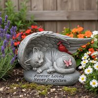 YHSOLAR Sculpture commémorative pour chat en résine de 6 pouces, motif aile d'ange et papillon, marqueur funéraire pour animal de compagnie dormant, pour jardin extérieur, pour la commémoration de la perte d'un animal
