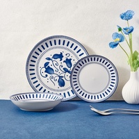 Assiette à dîner/soupe en céramique style nordique, motif vertical sous glaçure, vente en gros d'usine, pour la maison, créative