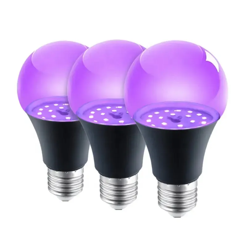 UV đen bóng đèn 9W E26 trung bình cơ sở UVA 380-400nm Blacklight đèn cho cơ thể sơn Câu lạc bộ Đảng Neon Áp phích