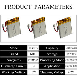 Grade a şarj edilebilir 303035 lityum hücreler 3.7V 500mAh 280mAh kese iyon piller - Product Image 2