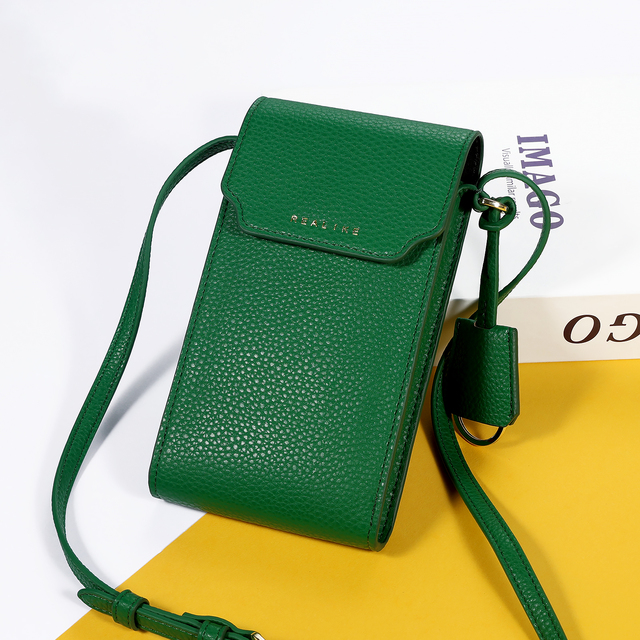Luxury Custom Lychee Pattern PU Leather Crossbody Multi Function Flap Minimalist Small Phone Purse Phone Bag for All Phone