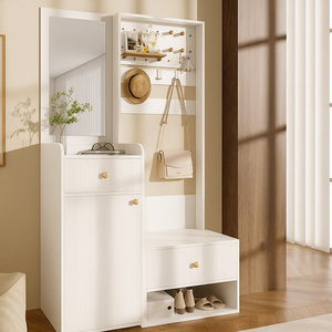 <span class=keywords><strong>Mueble</strong></span> de Entrada <span class=keywords><strong>con</strong></span> <span class=keywords><strong>Espejo</strong></span>, <span class=keywords><strong>Perchero</strong></span>, Banco para Zapatos, Cajón <span class=keywords><strong>y</strong></span> Organizador, Diseño de Ondas Blancas Personalizado al por Mayor - Product Image 1
