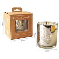 Ensemble de bougies de Noël en verre électroplaqué ajouré, parfumées, avec boîte cadeau, motifs flocon de neige, sapin et cerf, vente en gros