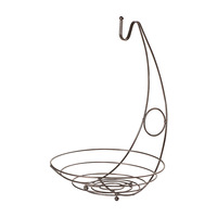 Panier de rangement pour fruits et légumes en fer forgé de style européen avec motif banane et fonction d'égouttage pour utilisation sur bureau - Vente en gros