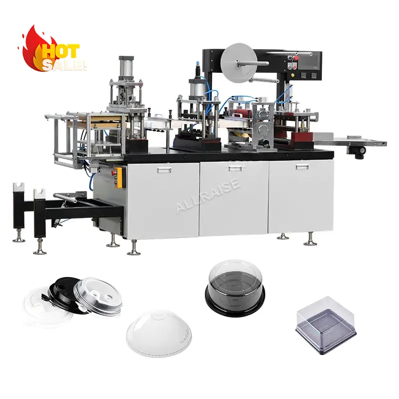 เครื่อง Thermoforming ฝาชา PP สําหรับสัตว์เลี้ยงอัตโนมัติภาชนะบรรจุอาหารพลาสติกแบบใช้แล้วทิ้งขึ้นรูปฝาถ้วยกาแฟเครื่องทํา