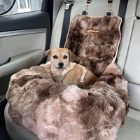 Lit de voyage pour chien luxueux, moderne, confortable et portable, en fausse fourrure, pour extérieur, avec housse amovible