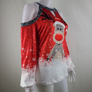 Magliette Natalizie 2026 all'Ingrosso, Abbigliamento Oversize, T-Shirt a Maniche Lunghe per <span class=keywords><strong>Donna</strong></span>, Taglie Grandi, Magliette Natalizie da <span class=keywords><strong>Donna</strong></span> - Product Image 3