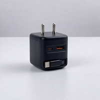 Desain Baru Pengisian Daya Cepat 65W GaN dengan Kabel Retraktil Terintegrasi, Port 2C1A, untuk Ponsel, Laptop, Tablet, Penggunaan Lintas Negara