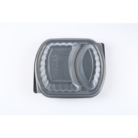 Boîte à lunch noire de qualité alimentaire en plastique PP blister à 2 compartiments avec couvercle en PET pour récipient à emporter