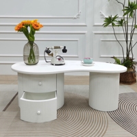 Table basse en bois blanc moderne INNOVA Nordic avec tiroir de rangement, style européen contemporain, extensible, durable, facile à assembler