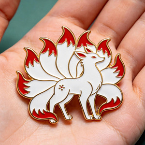 Nine-Tailed Fox Enamel Pin Gold-Plated Zinc Alloy Animal Theme Collectible Art Pin - Product Image 3