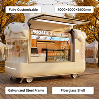 Remorque alimentaire mobile certifiée CE, camion de restauration à vendre, chariot à desserts, glaces, bonbons, hot-dogs, en fibre de verre et acier galvanisé