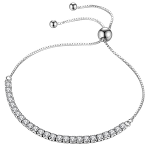 2026 Classic Full Diamond Silver <b>Ball</b> Drawstring Trendy Party Women Luxury Shiny 4mm Zircon Crystal Tennis <b>Bracelets</b> - Product Image 1