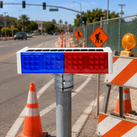 Feux de signalisation clignotants à LED solaires pour travaux routiers et sécurité routière, portables, lumières rouges et bleues, matériau ABS IP65
