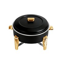 Matériel hôtelier : Plat de luxe pour chef, service traiteur, chauffe-plat rond en acier inoxydable blanc et or pour buffet