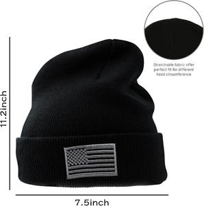 หมวกถักหนาให้ความอบอุ่นสำหรับฤดูหนาวหมวกบีนนี่หมวกฤดูหนาวขนาดใหญ่แบบอเมริกันออกแบบโลโก้ได้ตามต้องการ - Product Image 3