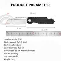 Couteau pliant de poche d'extérieur avec manche en G10 noir et lame en acier AUS-8, couteau de camping, de chasse et EDC, OEM pris en charge