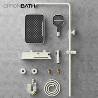 ORTONBATH Ensemble combiné de douche numérique à 4 fonctions avec clé de piano LED et pulvérisateurs de bidet Ensemble de douche mural mixte chaud et froid