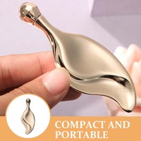 Rouleau de massage facial en métal en forme de feuille avec logo personnalisé, gratteur de beauté à boule unique