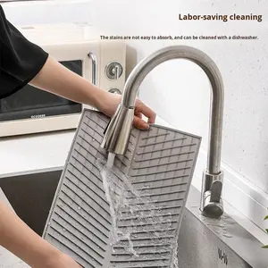 Neue moderne 3mm dicke quadratische Silikon-Abtropf matte Küchen arbeits platte Rutsch feste Abtropf gestell-Trockengeschirr-Wärme isolation matte - Product Image 3