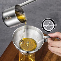 Entonnoir-filtre en acier inoxydable 304 pour cuisine, verseur d'huile et de vin, entonnoir domestique à embouchures large et étroite