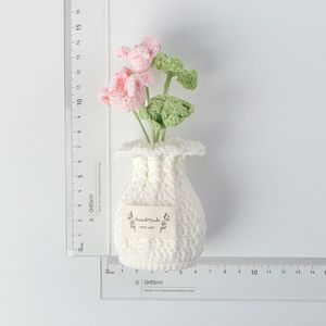 Bambola all'uncinetto con fiore rosa a margherita 2026, con vaso lavorato a maglia, decorazione per la casa fatta a mano, set <span class=keywords><strong>di</strong></span> tre pezzi: bambola all'uncinetto con fiore e bambola lavorata a maglia - Product Image 5
