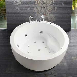 Bañera independiente de plástico grande, bañera redonda de remojo, bañera de hidromasaje y chorro de aire de masaje