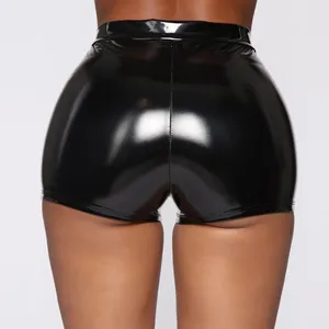 Shorts Neri da <span class=keywords><strong>Donna</strong></span>, in Pelle PU, con Bottoni, Elasticizzati, <span class=keywords><strong>Costume</strong></span> Sexy da Strada, Slim Personalizzati, Moda Estiva - Product Image 3