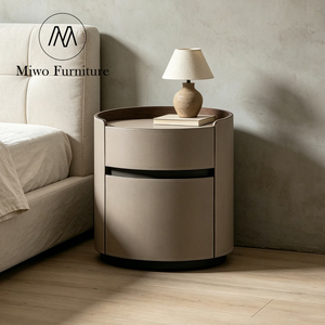 Mesitas de Noche Modernas para Dormitorio, Muebles de Lujo para Hotel, con Almacenamiento en Cuero, 2 Cajones, Mesa Auxiliar para Cama - Product Image 1
